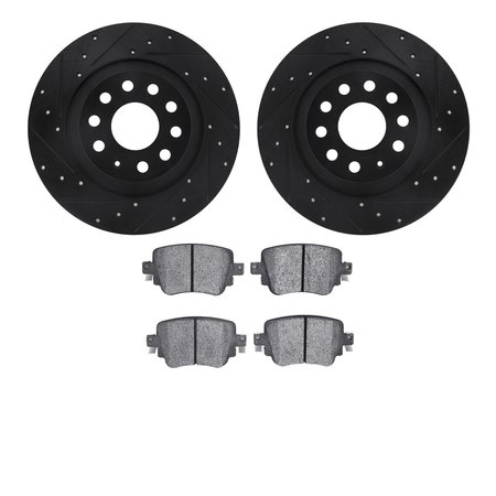 DYNAMIC FRICTION CO 8302-73005, Rotors-Drilled and Slotted-Black with 3000 Series Ceramic Brake Pads, Zinc Coated 8302-73005